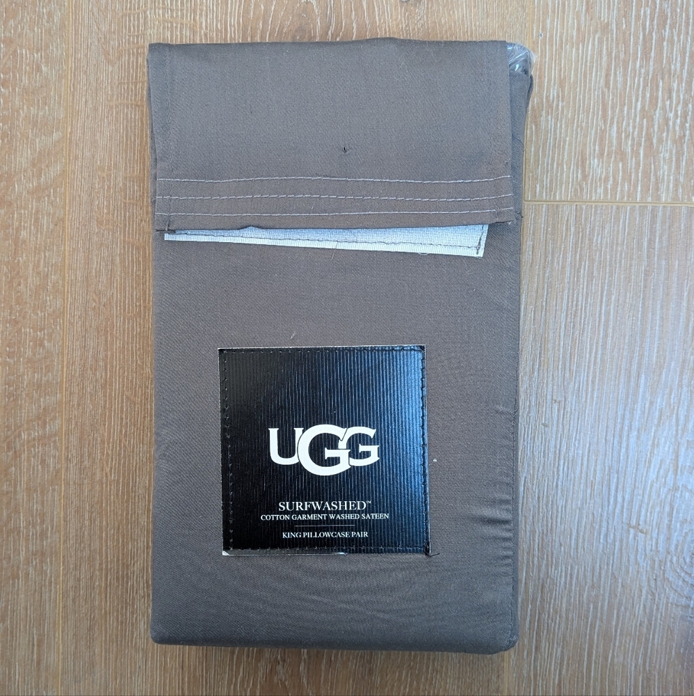 UGG Surfwashed Cotton King Pillowcase Pair in Charcoal Gray
